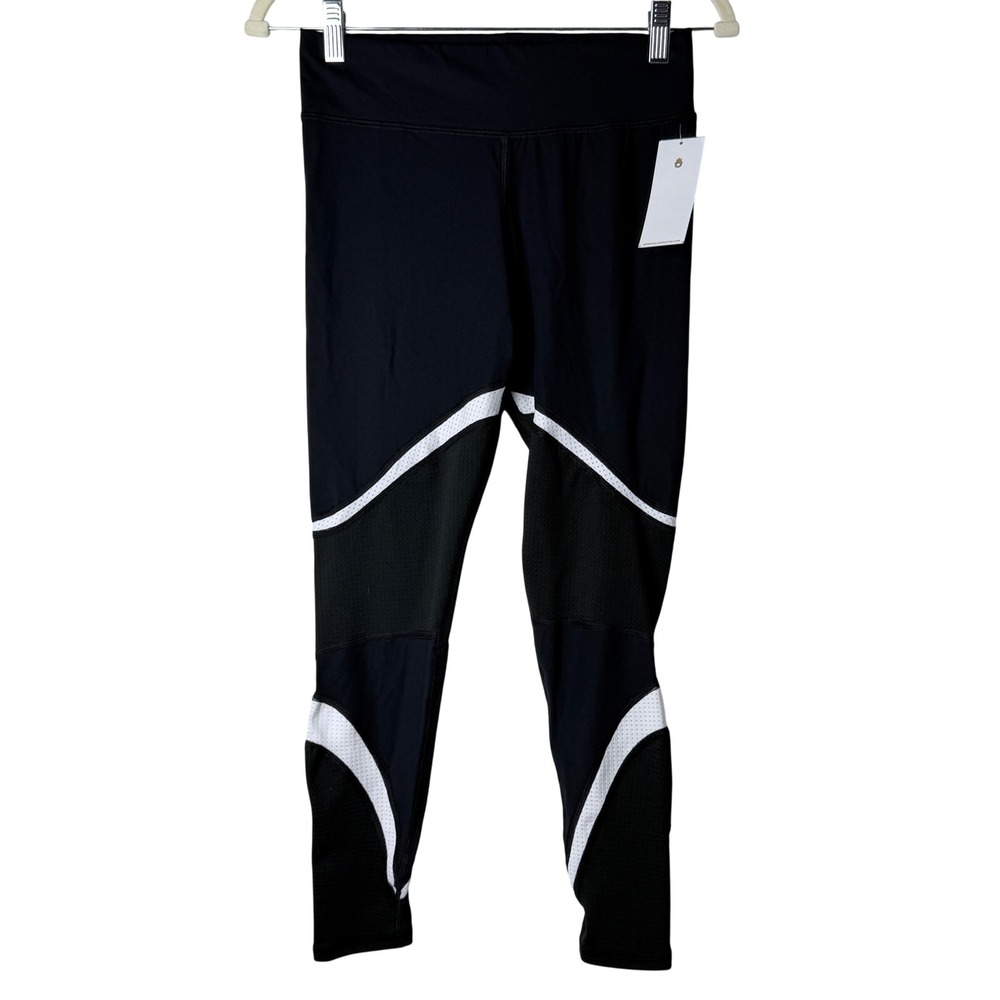 Spiritual Gangster Leggings Womens XS/S Black Colorblock Mesh Panel Activewear